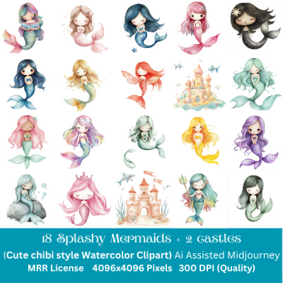 18 Splashy Mermaids +2 Underwater Castles