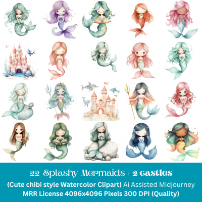 22 Splashy Mermaids +2 Underwater Castles