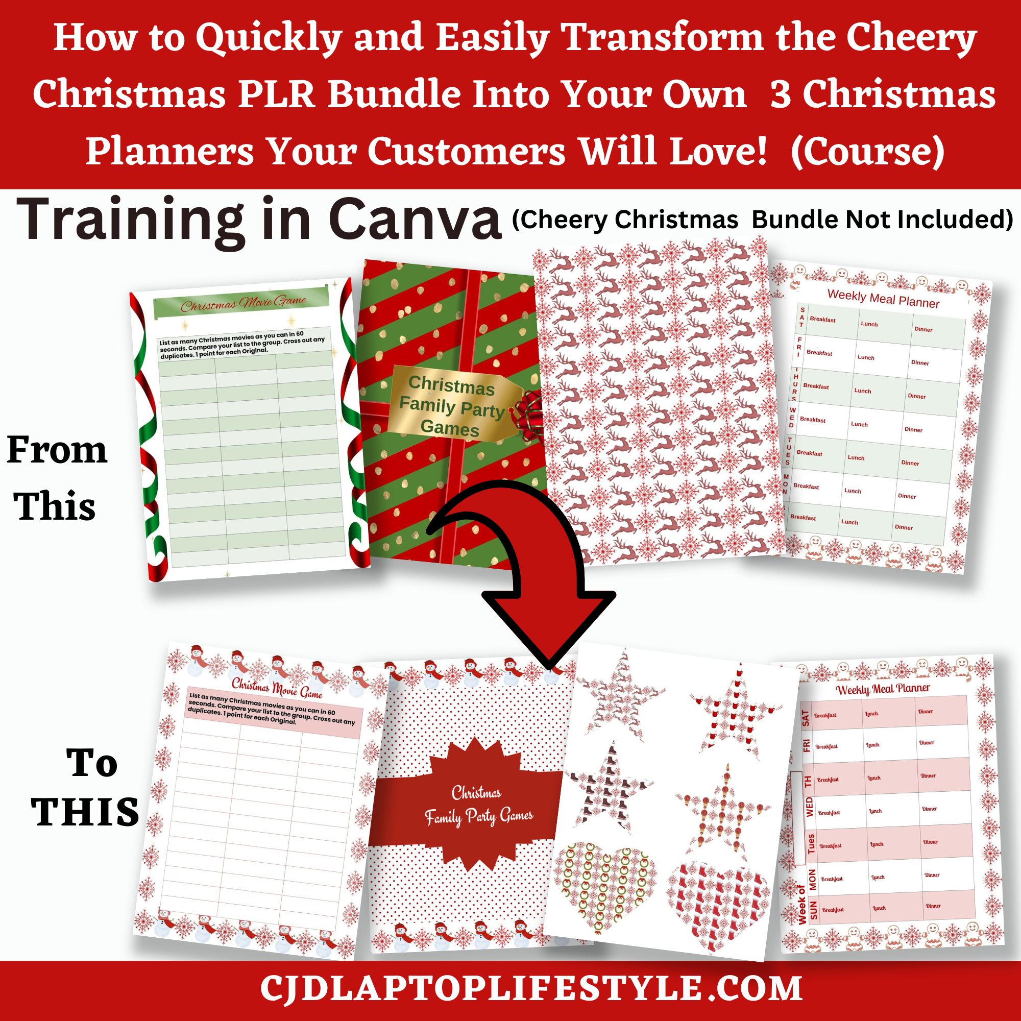 How to Quickly and Easily transform the Cheery Christmas PLR Bundle into your own 3 Christmas Planners your customers will love